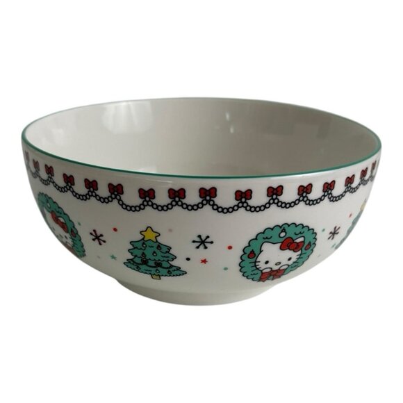 Hello Kitty Christmas Holiday Trees/Wreath Ceramic 6" Bowl Set of 2 NEW - Picture 9 of 10